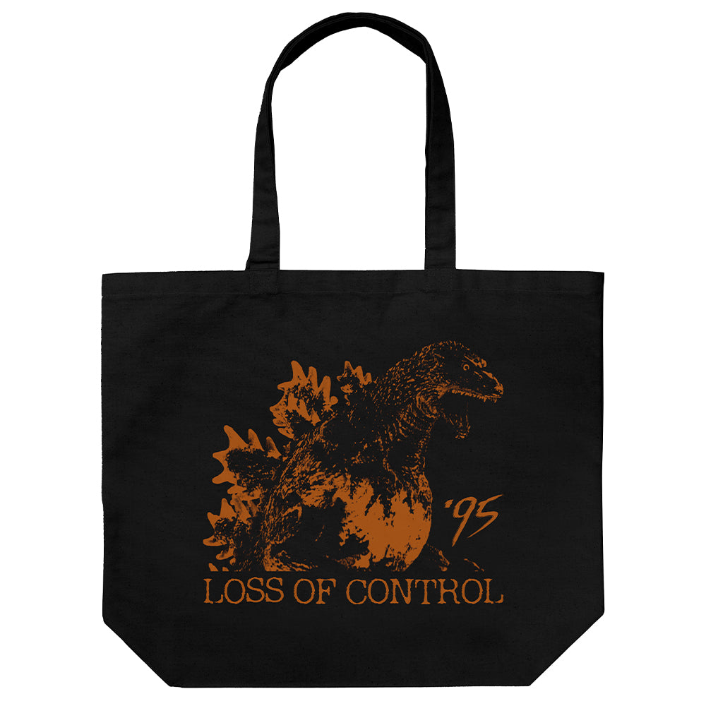 Godzilla Burning Godzilla Large Tote Bag Black