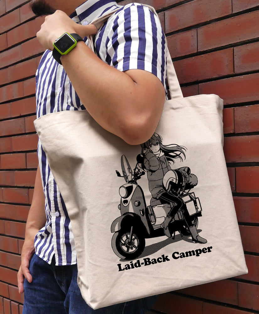 "Laid-Back Camp Season 3" Shima Rin Large Tote Bag (Break on the Bike Ver. / Natural)