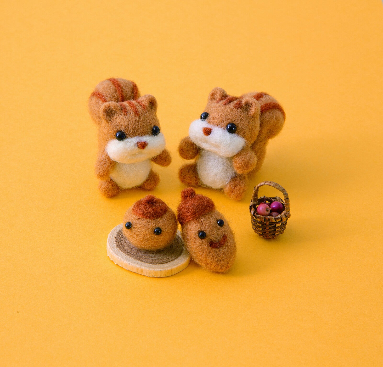 Curly Squirrel & Lively Acorn [Wool Felt] [Handmade Kit]