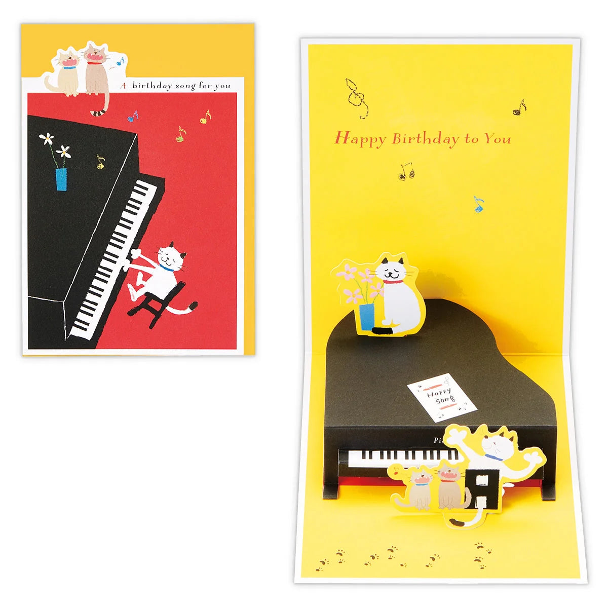 Piano Playing Cat Pop-Up Birthday Card