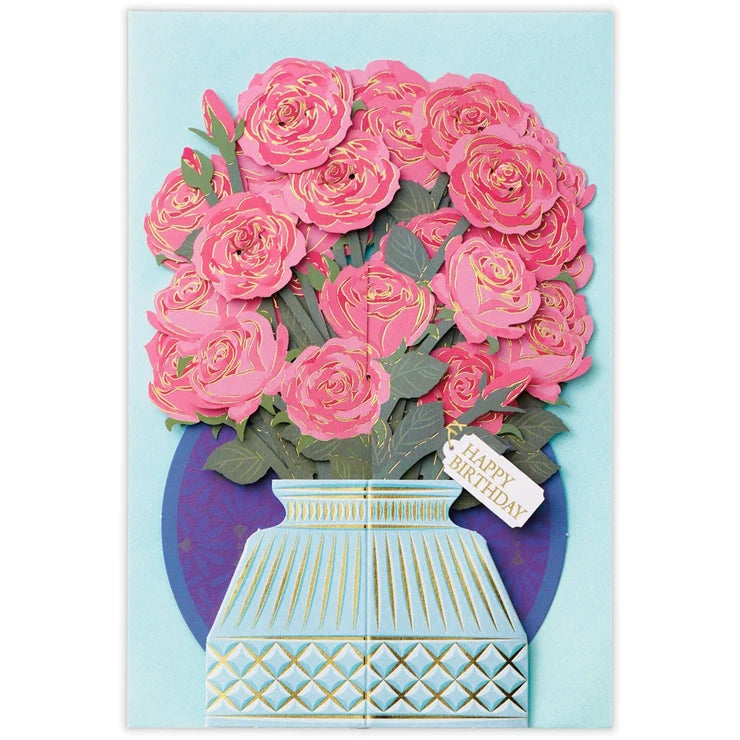 "With Flowers" Rose Pop-Up Birthday Card