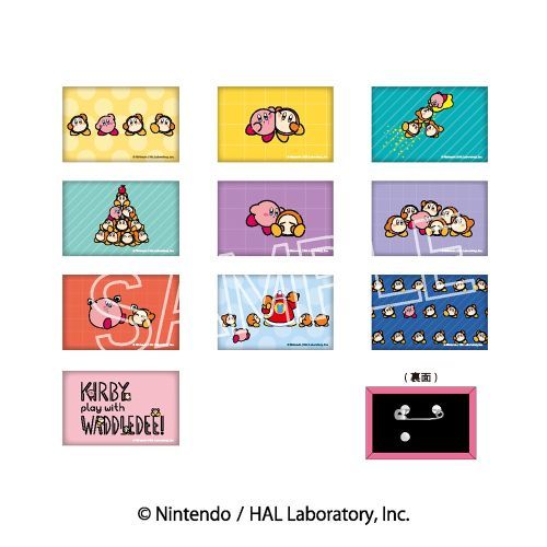Kirby's Dream Land Kirby Play with Waddledee Square Can Badge